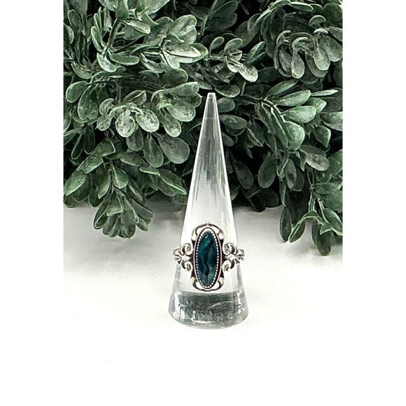 Vintage Style Sterling Silver Ring With Oval Abalone Shell & Ornate Filigree Des - Picture 4 of 6